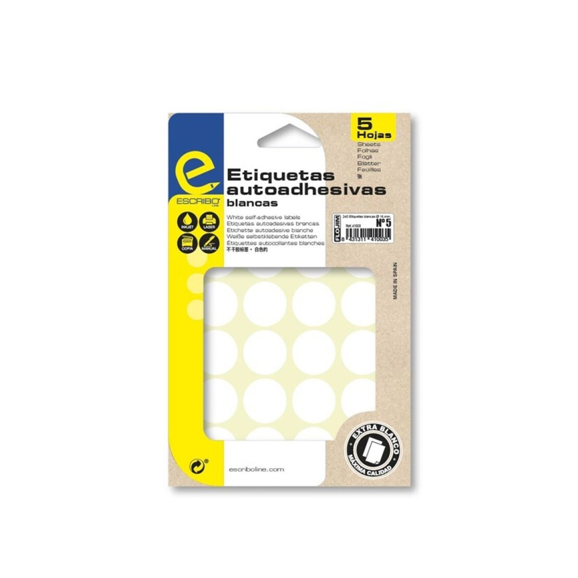 Etiqueta Adesiva Branco 25mm Pack 120