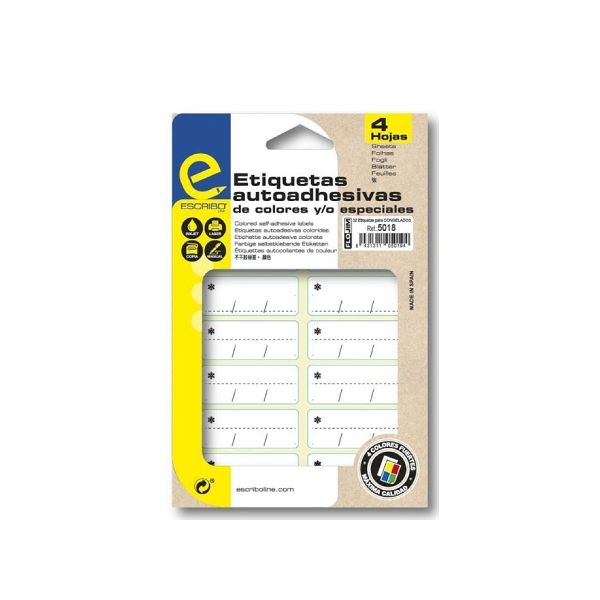 Etiqueta Adesiva Congelados Branco 50X20mm Pack 56