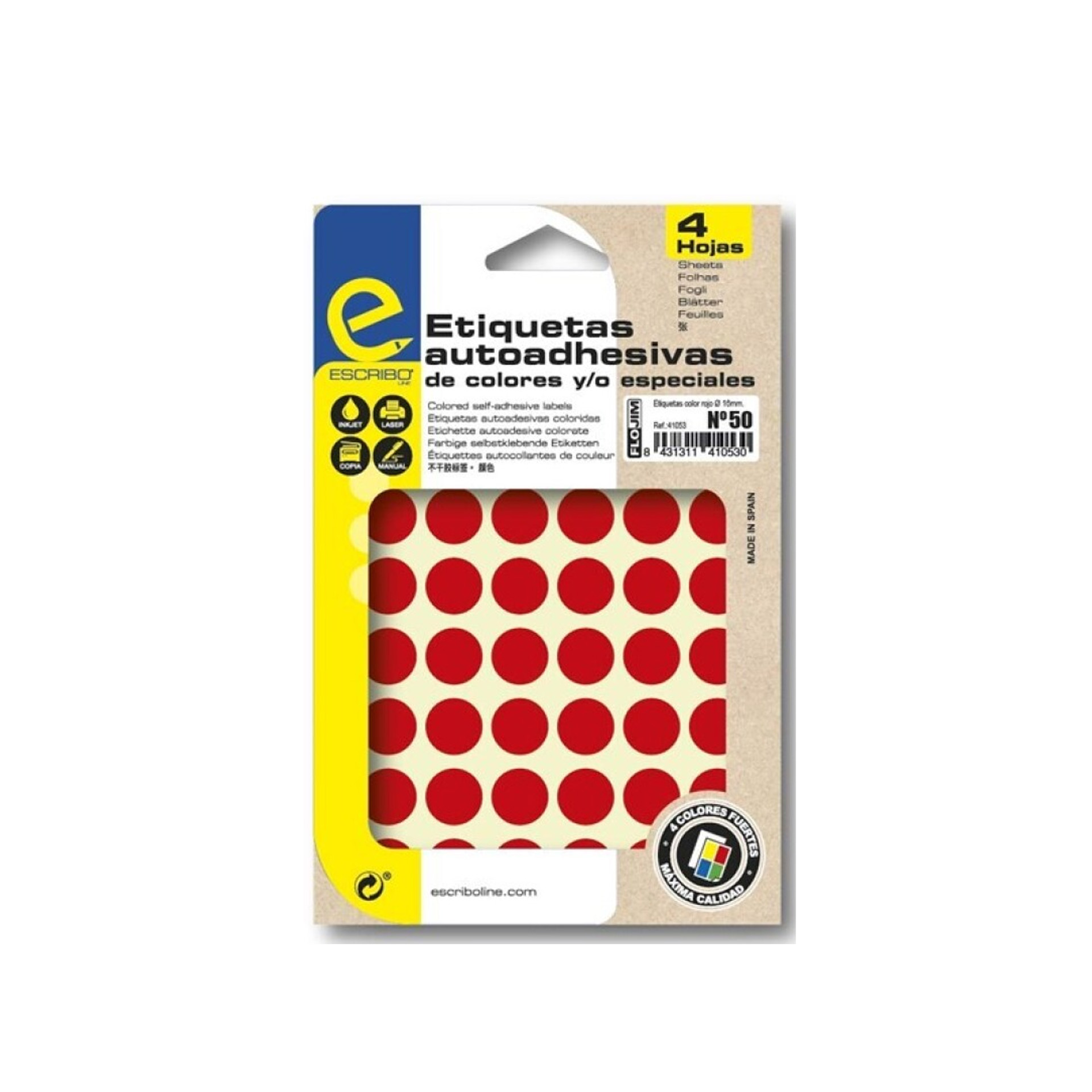 Etiqueta Adesiva Papel Vermelho 16mm Pack 192