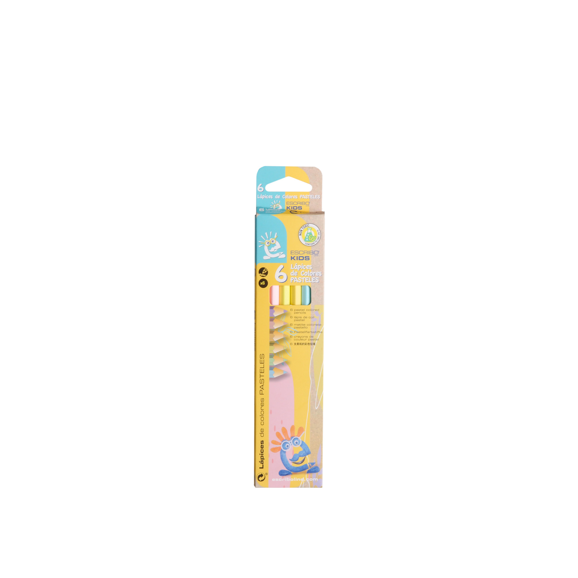 Lápis Cor Hexagonal 6 Cores Pastel