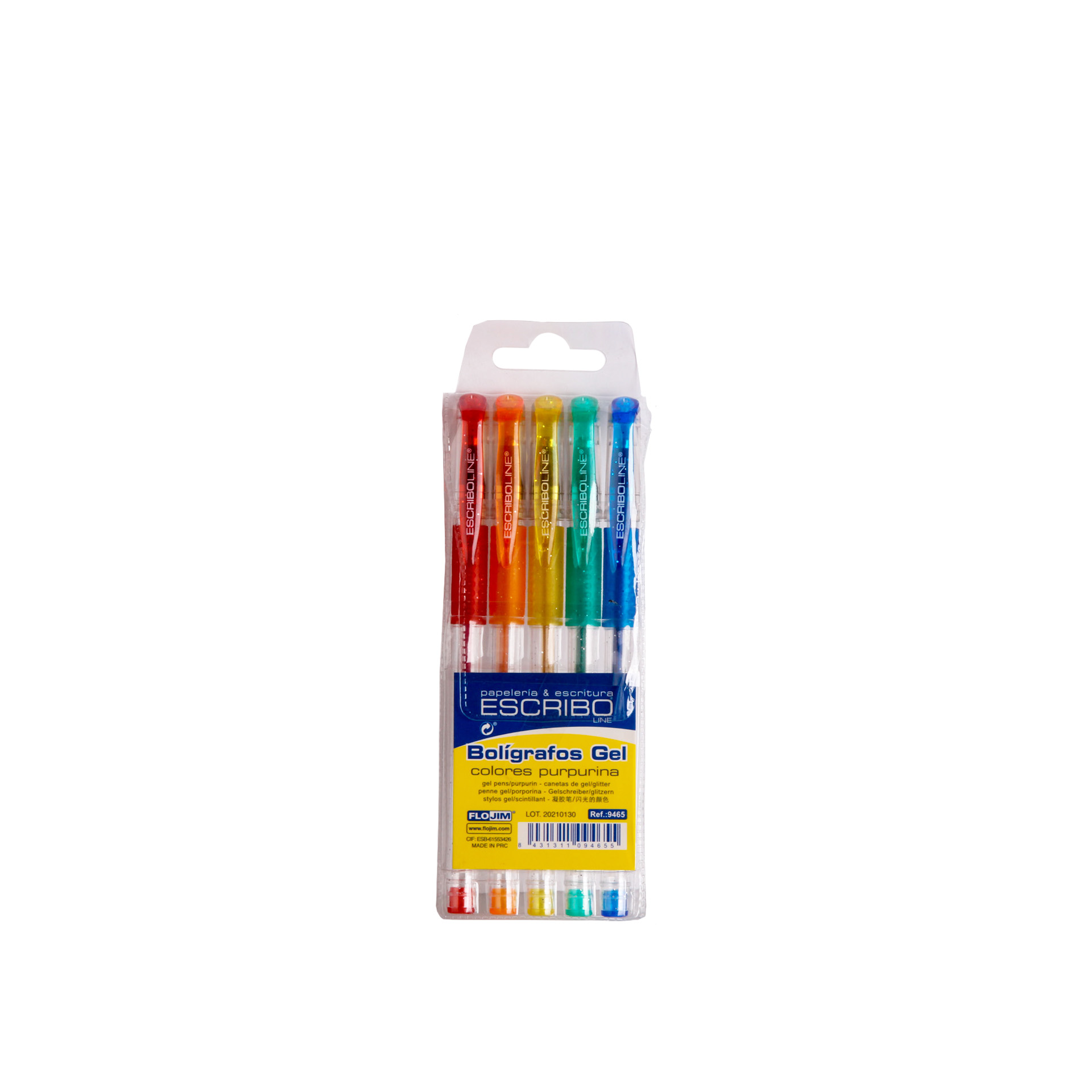 Caneta Gel Purpurina Pack 5 Multicor