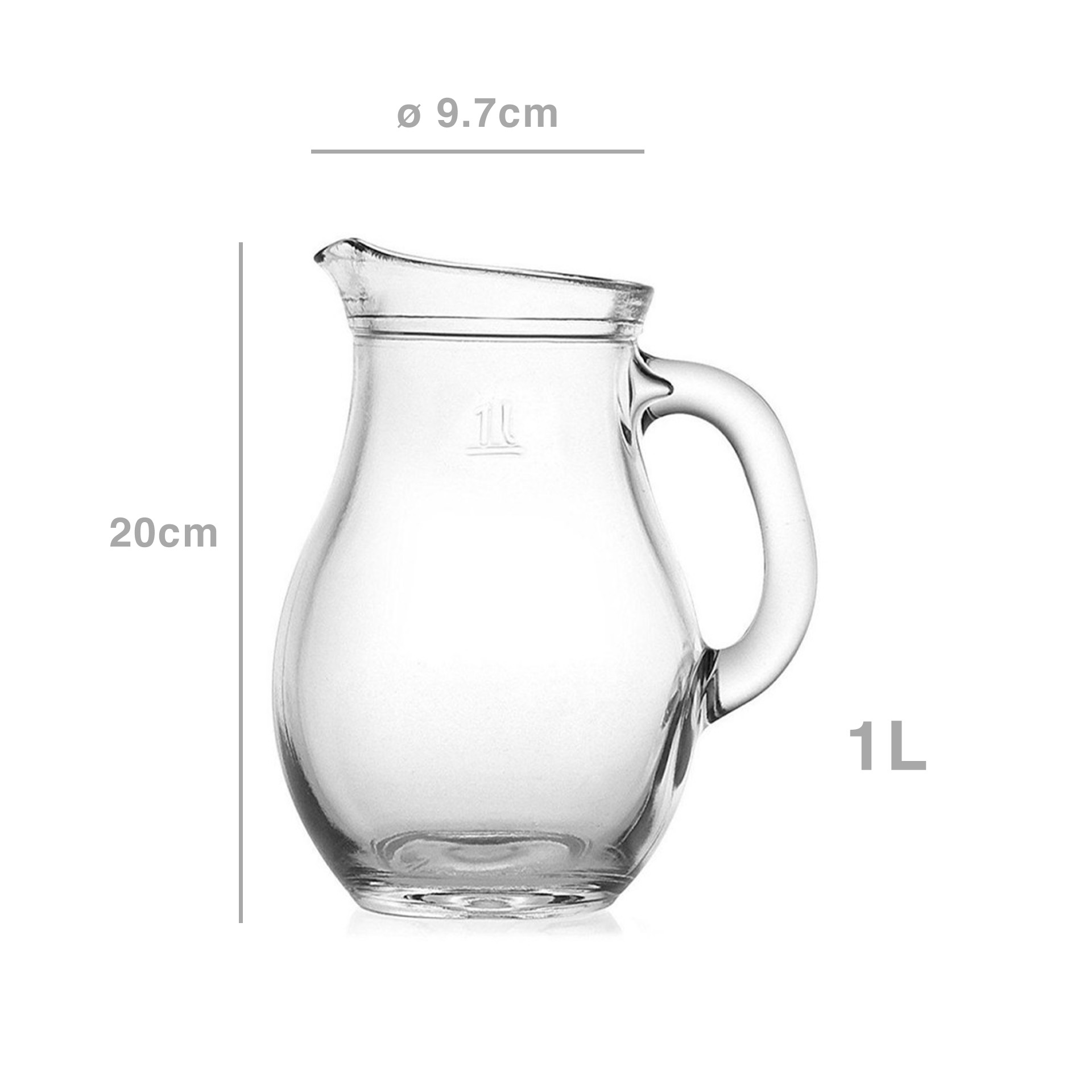 Jarro Vidro Bistro com Asa 1000ml 9.7X20cm