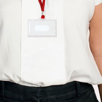 Identificador com Cord�o Vermelho 9.4X6cm