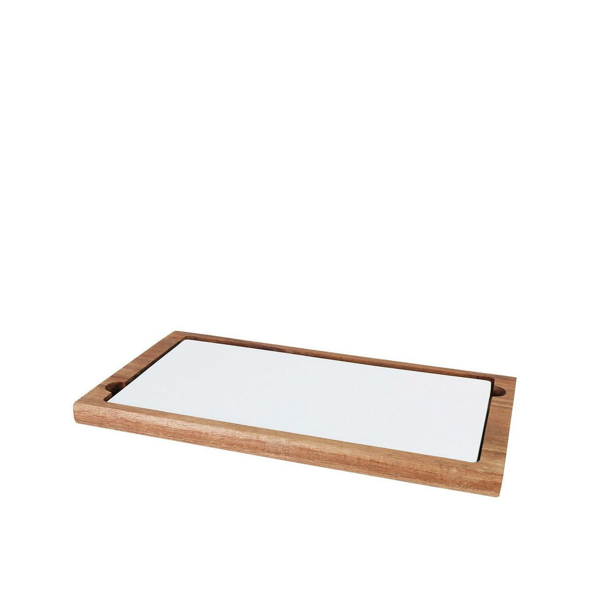 Suporte Acácia com Bandeja Bege 37X20X2cm