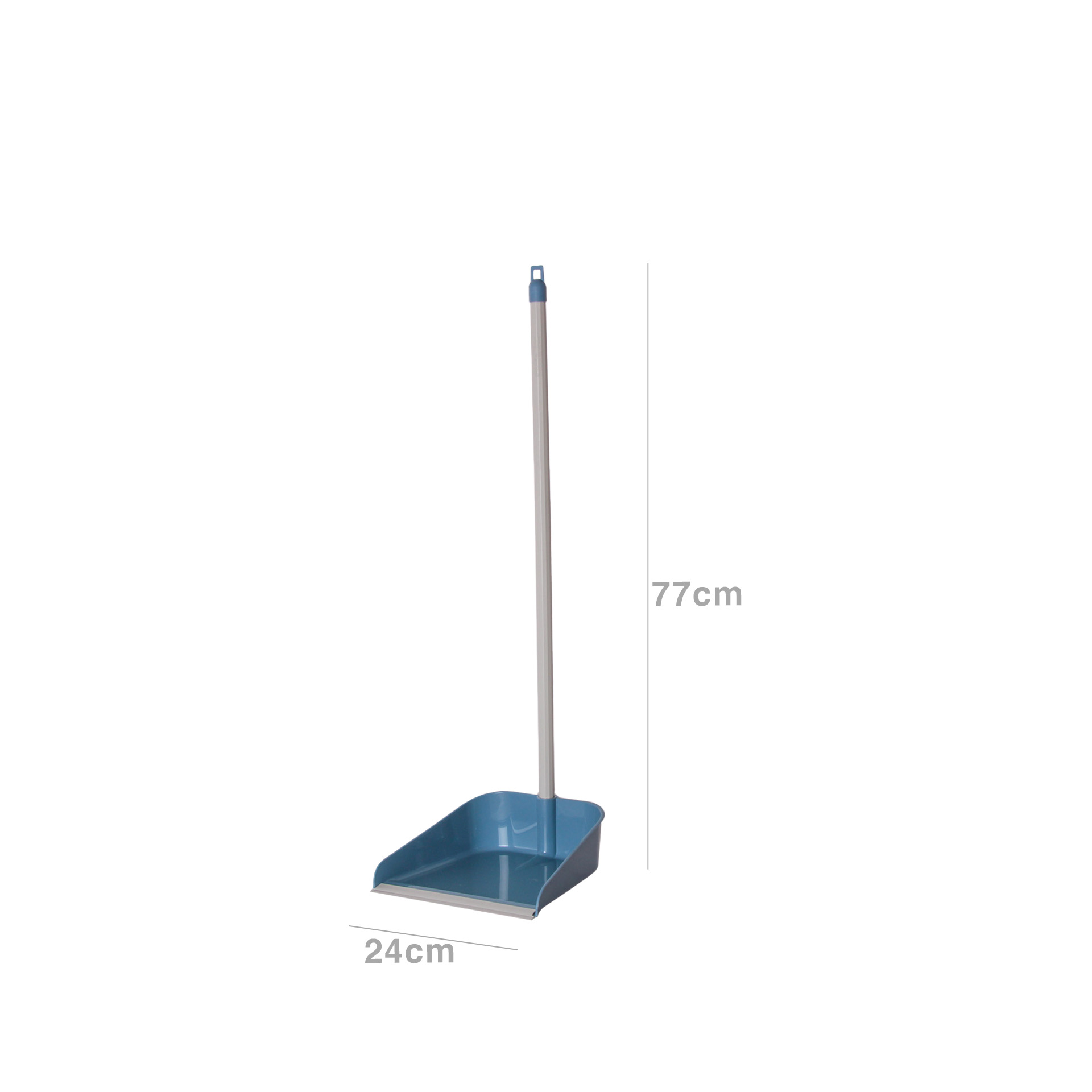 Apanhador Plástico com Cabo e Borracha Azul 24X77cm
