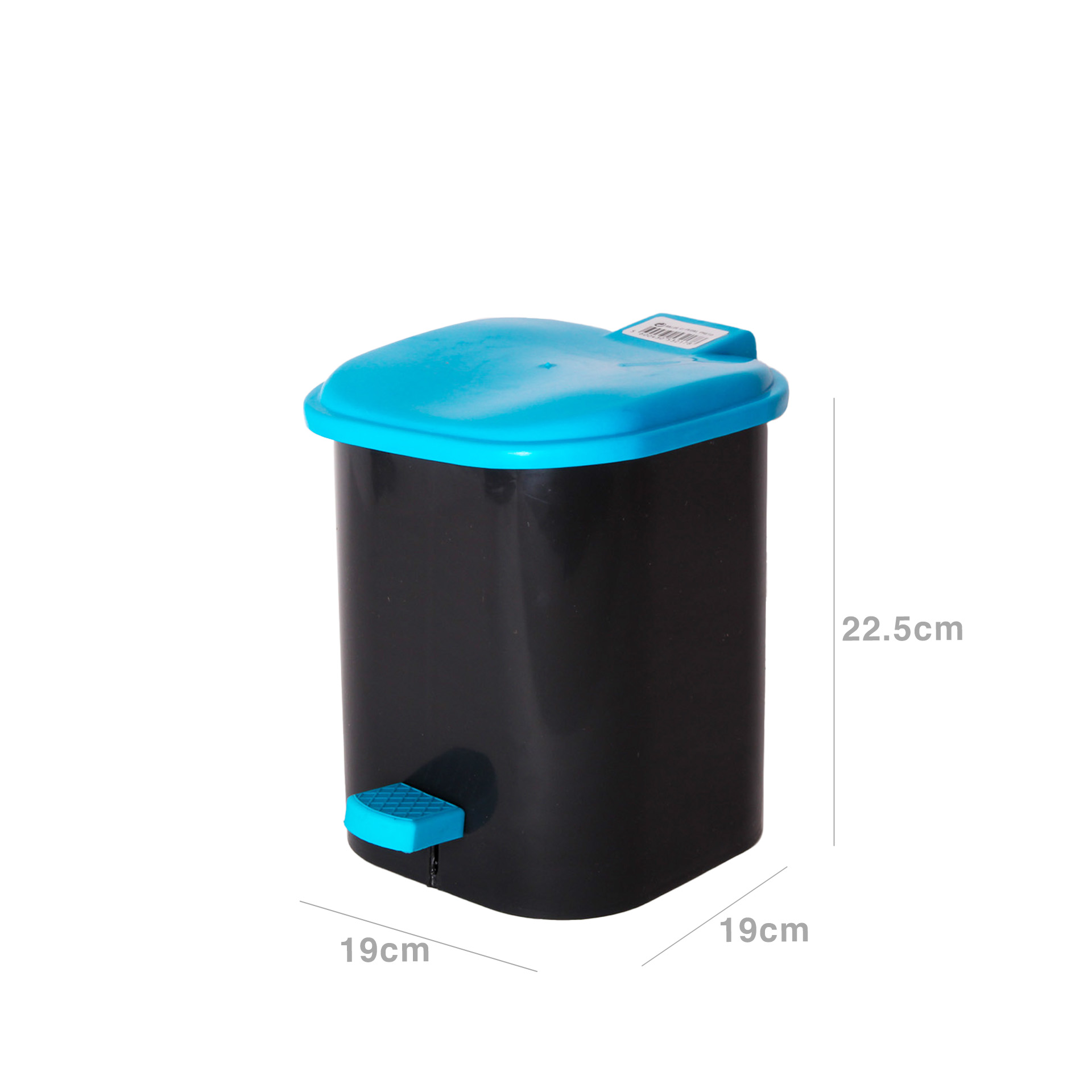 Balde com Pedal Plástico Quadrado Preto 7l 19X19X22.5cm