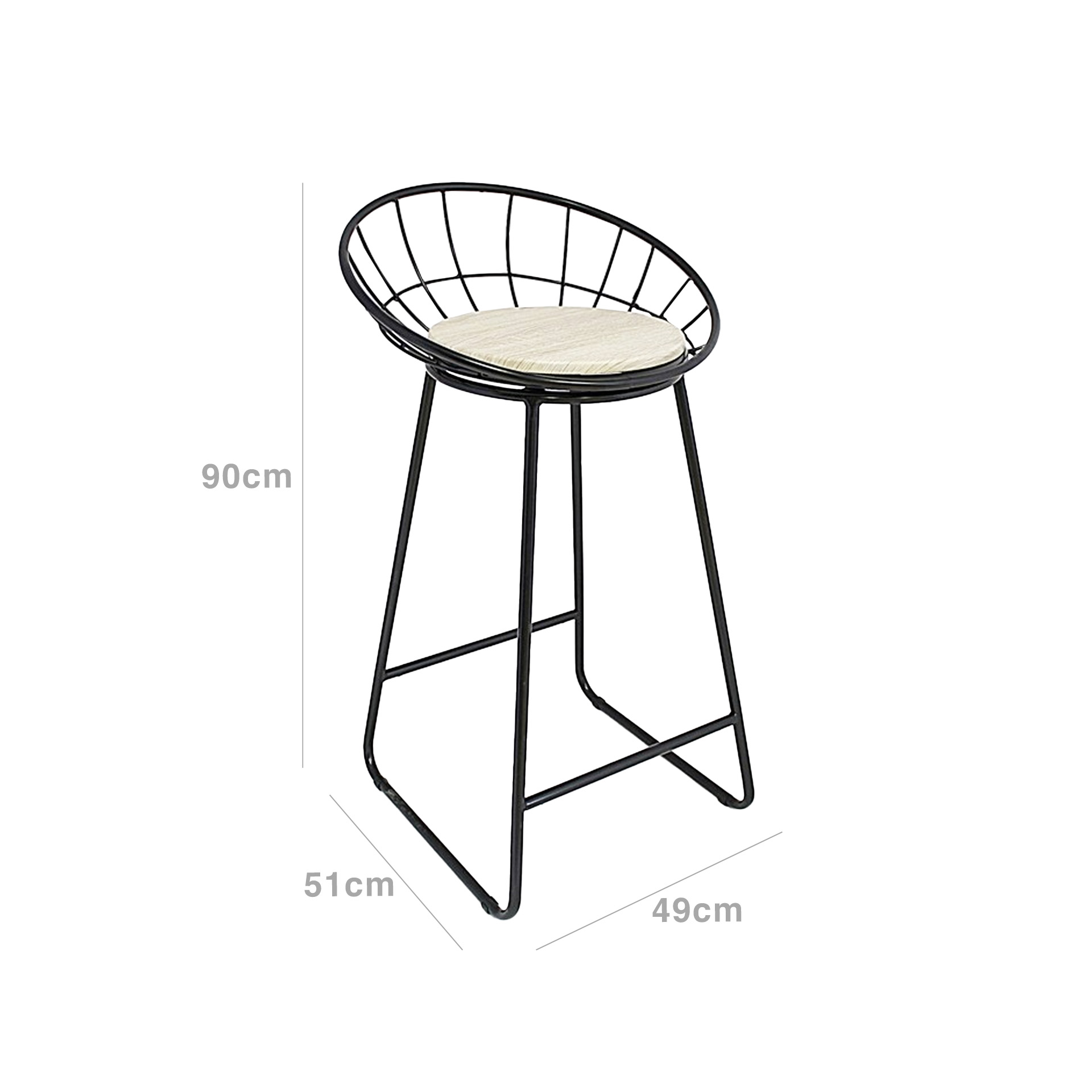 Banco com Encosto Metal 49X51X90CM