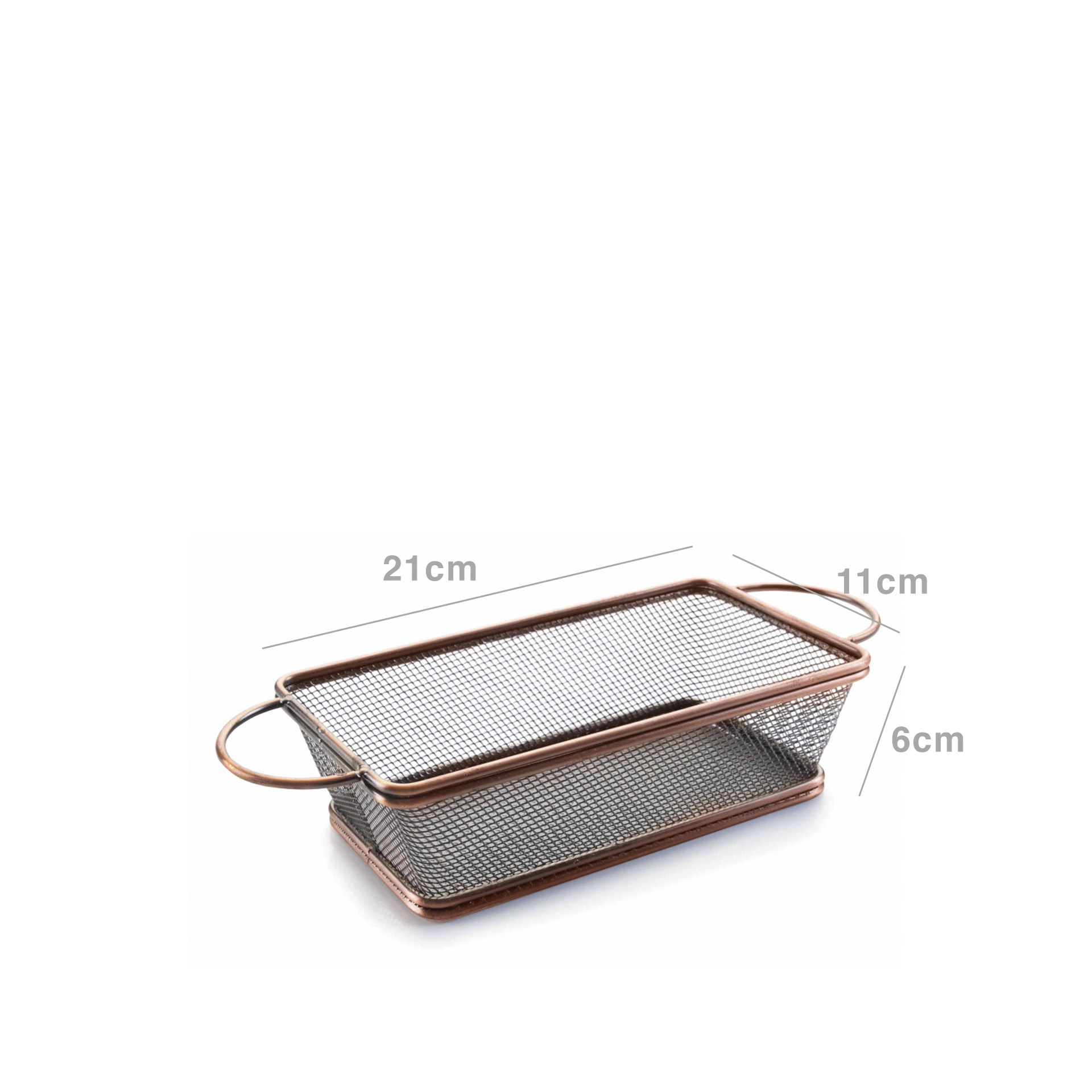 Cesto Servir com Asas Retangular Bronze 21X11X6cm