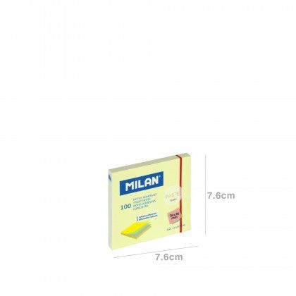 Bloco Notas Aderentes Milan Amarelo Pastel 100 Folhas 76X76mm