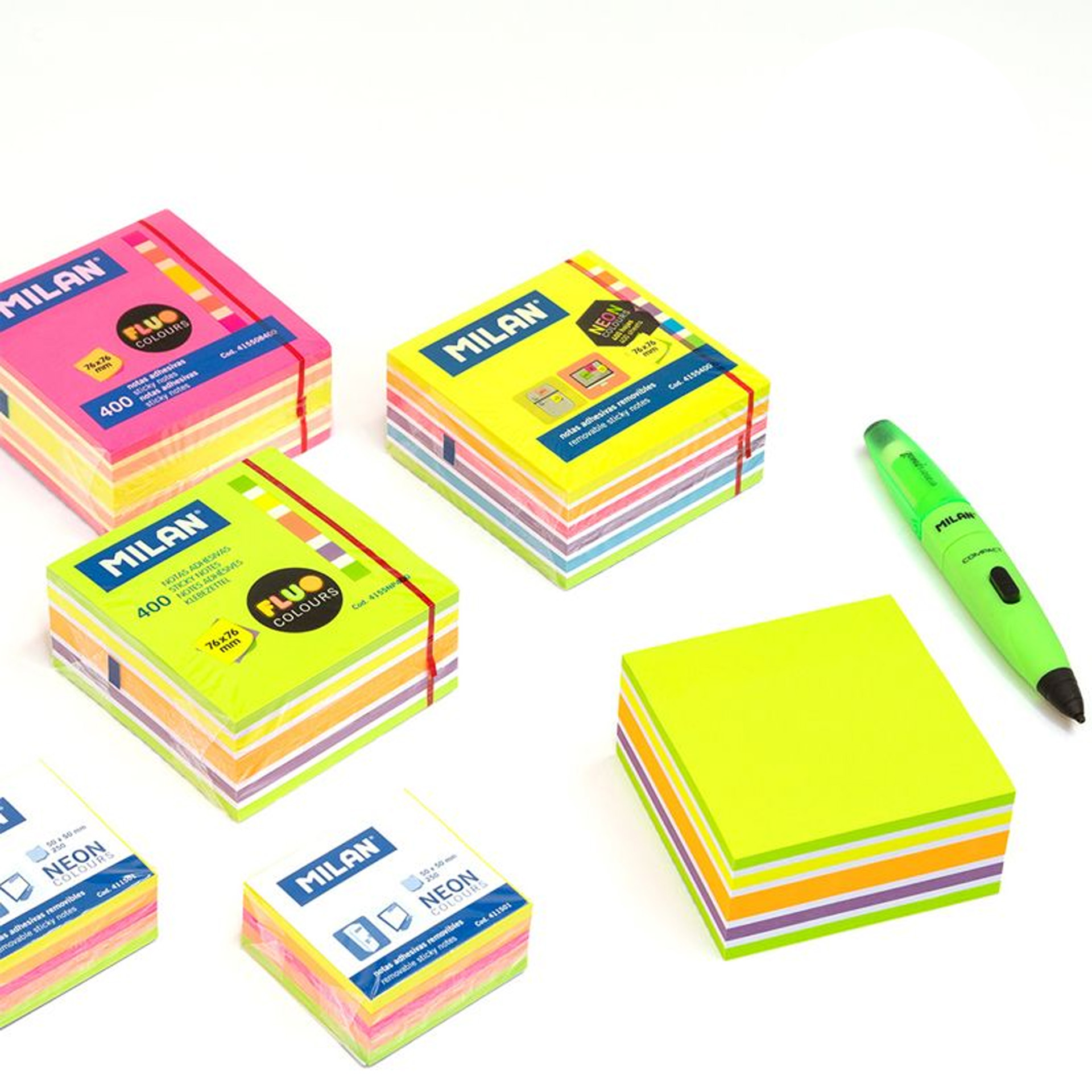 Bloco Notas Aderentes Milan Fluo Rosa 100 Folhas 76X76mm