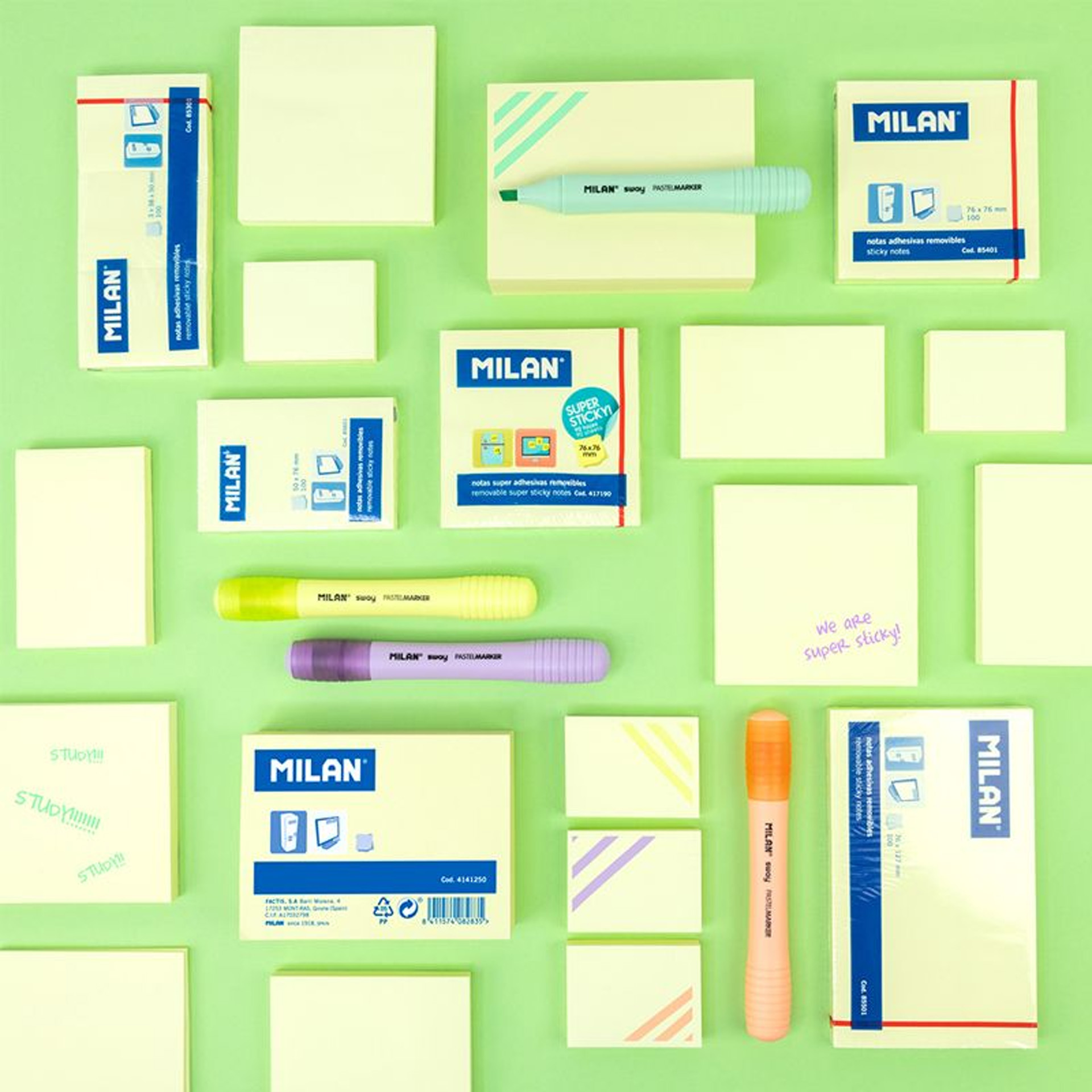 Bloco Notas Aderentes Milan Amarelo 100 Folhas 76X76mm