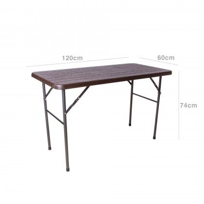 Mesa Furadouro com Bancos Plstico Castanho 120X60X74cm