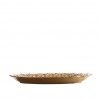 Prato Flores Douradas Oval Castanho 30CM