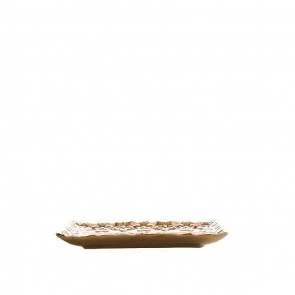 Prato Flores Douradas Quadrado Castanho 20X20CM