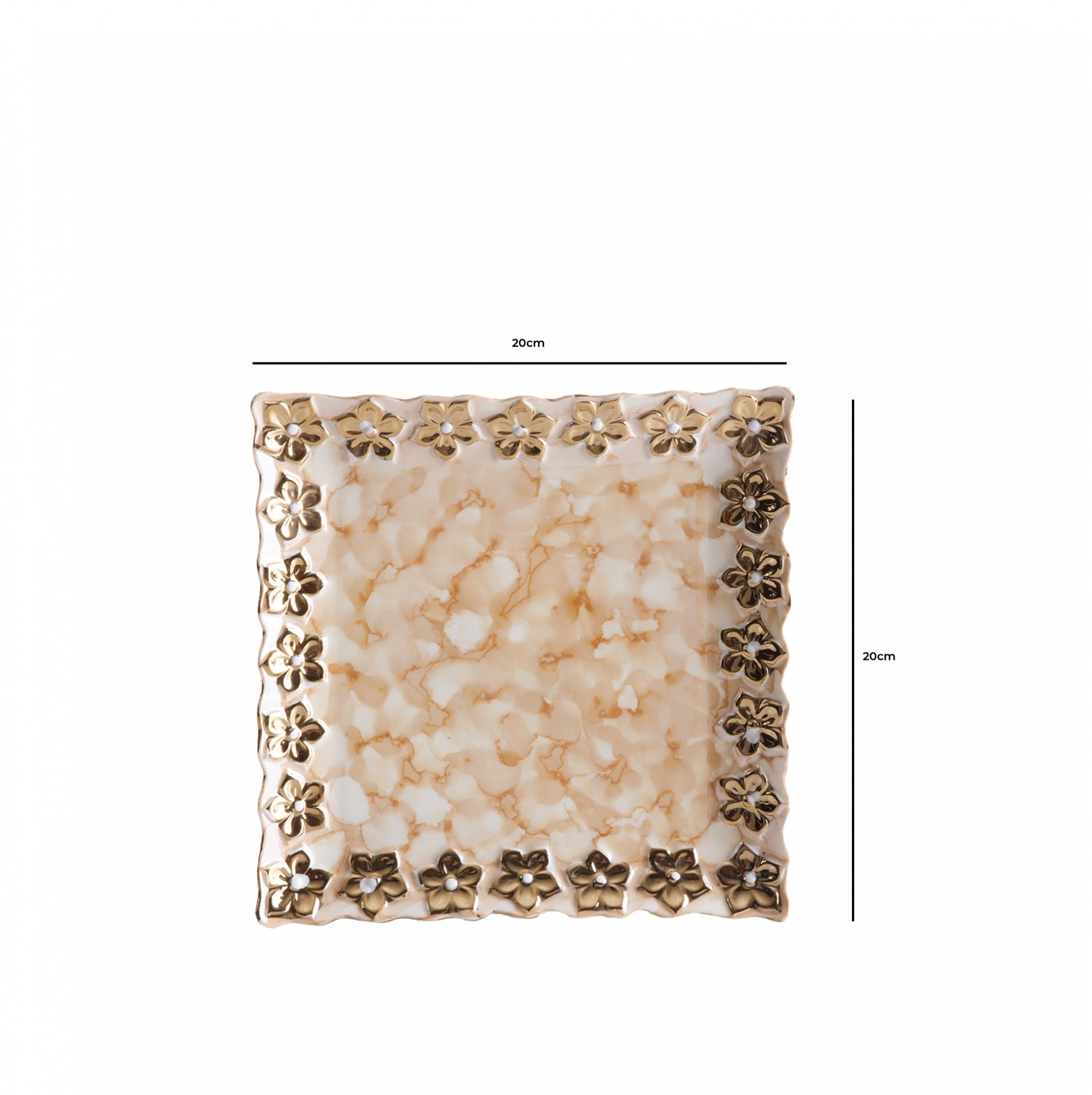 Prato Flores Douradas Quadrado 20X20CM