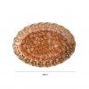 Prato Flores Douradas Oval Castanho 30CM