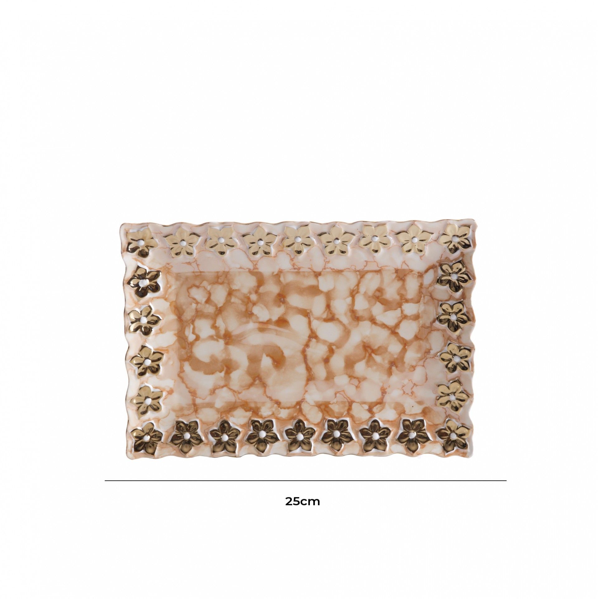 Prato Flores Douradas Retangular 25CM