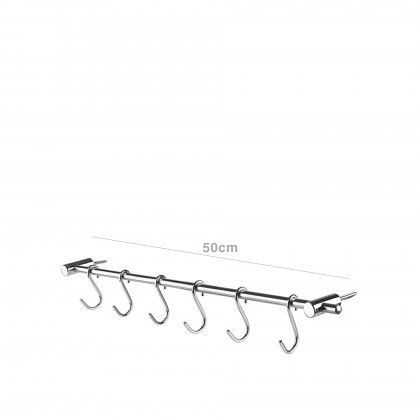 Suporte Parede Inox 10 Ganchos 50cm