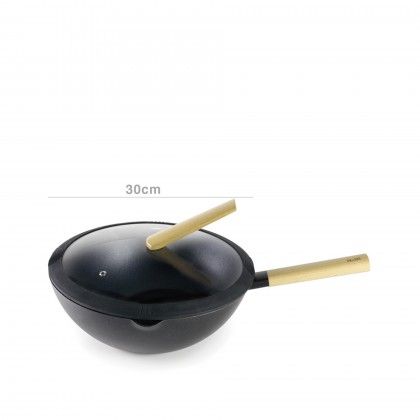 Wok Alumnio com Tampa Vidro 30cm