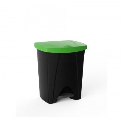 Balde Lixo com Pedal Plstico Retangular Preto / Verde 25l 31X33X41cm