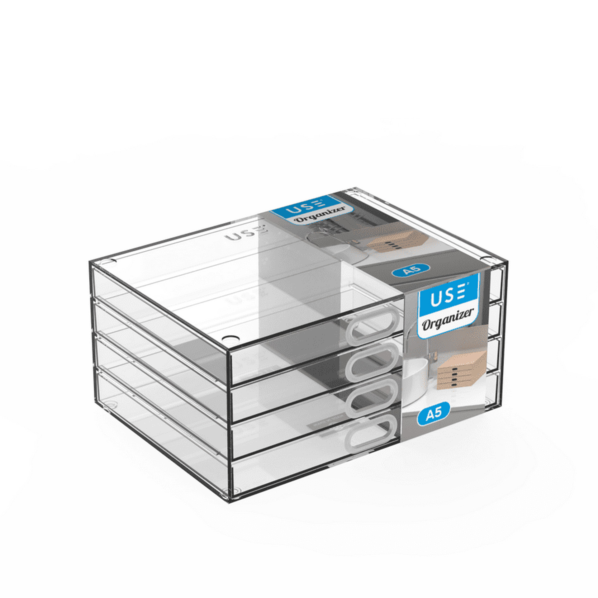 Caixa Organizadora 4 Gavetas A5 23X11X17cm