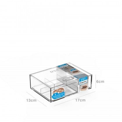 Caixa Organizadora Dividida Transparente A6 17X13X6cm
