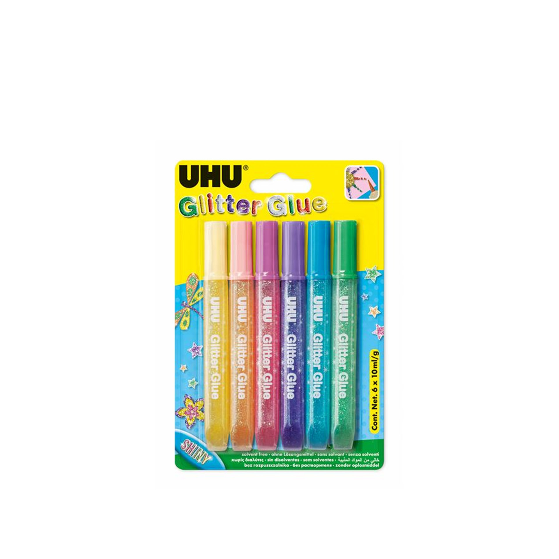 Cola Uhu Creativ Glitter Shinny 6 Cores