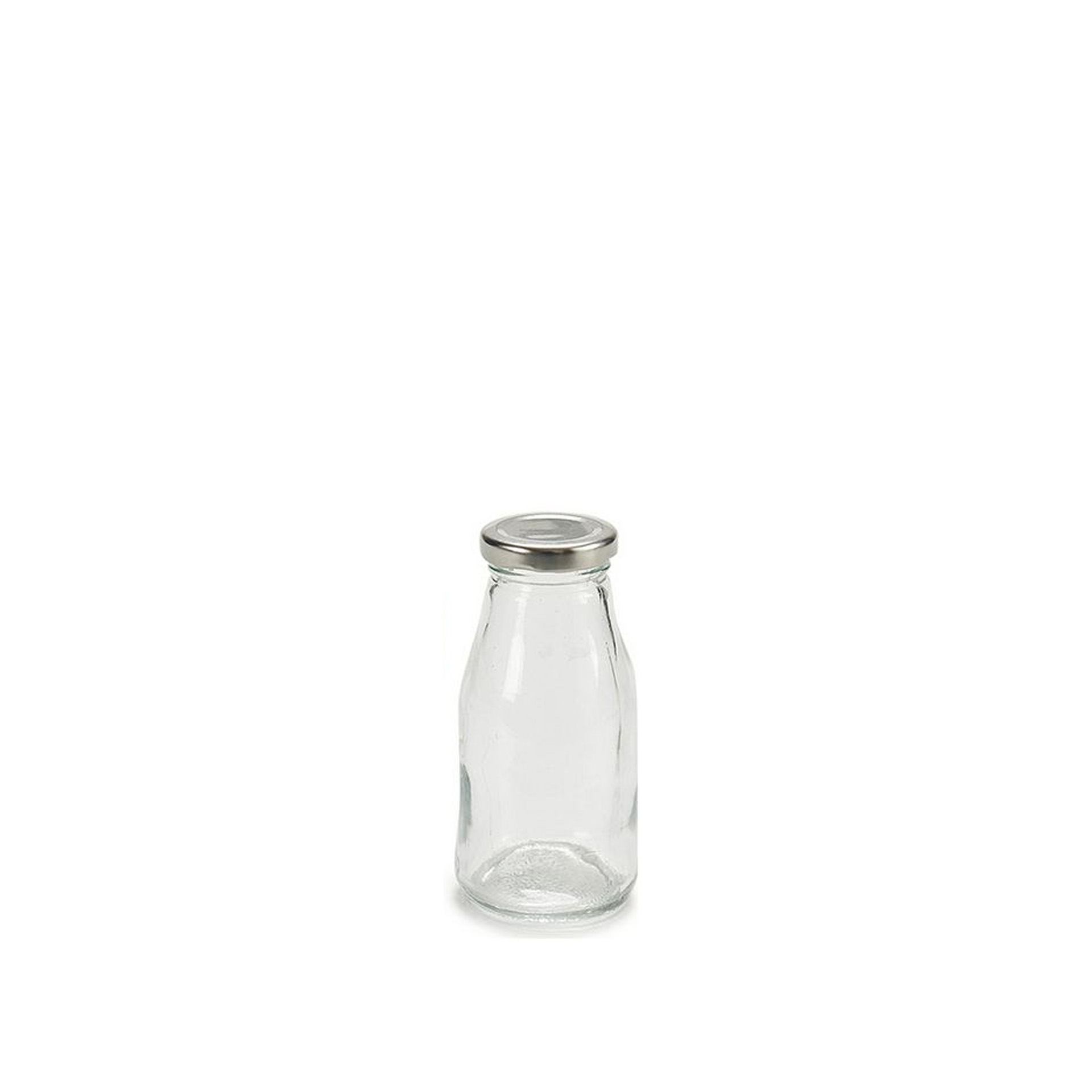 Garrafa Vidro Tampa Prata 250ml 6X12.5X6cm