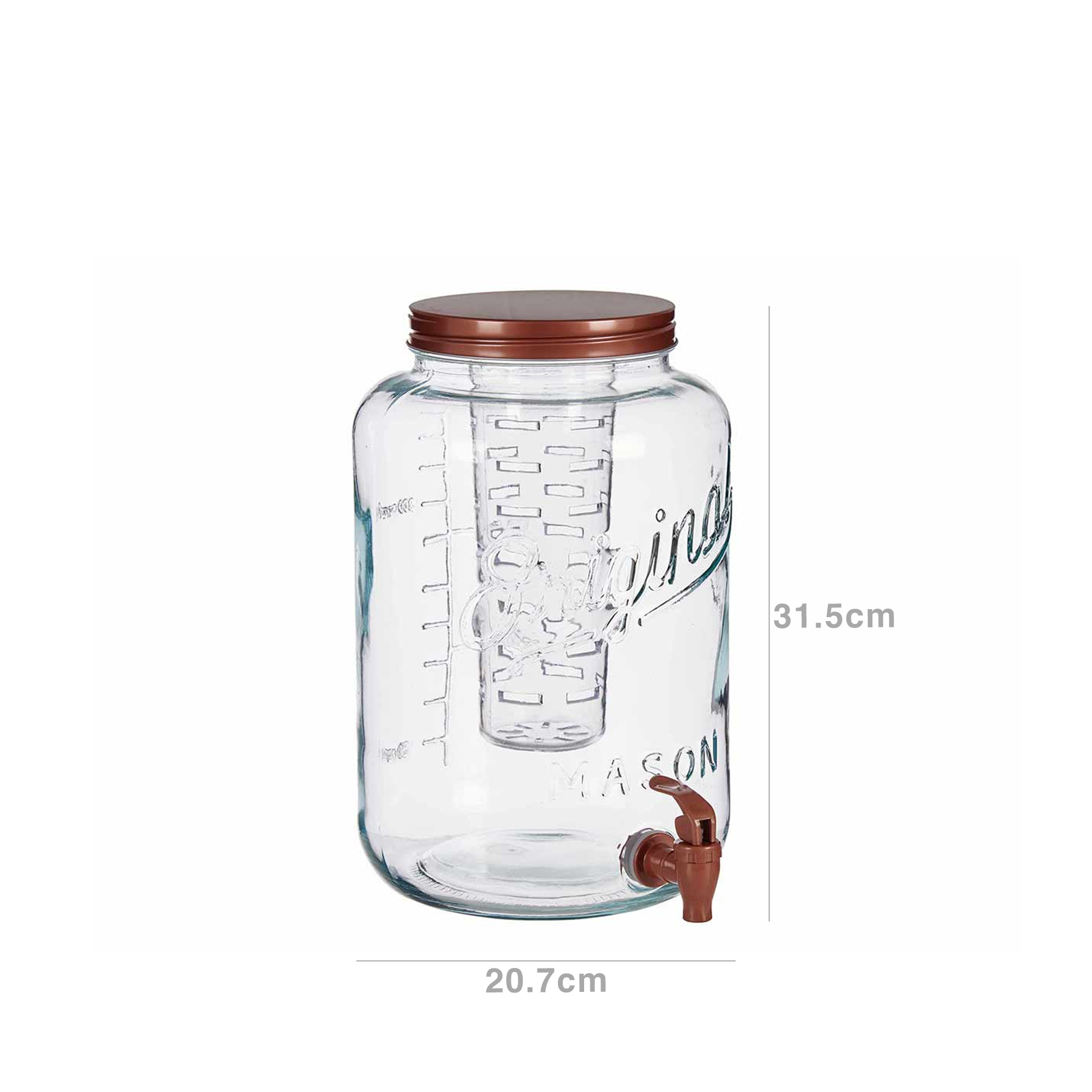 Dispensador Vidro com Torneira 8000ml 20.7X31.5cm
