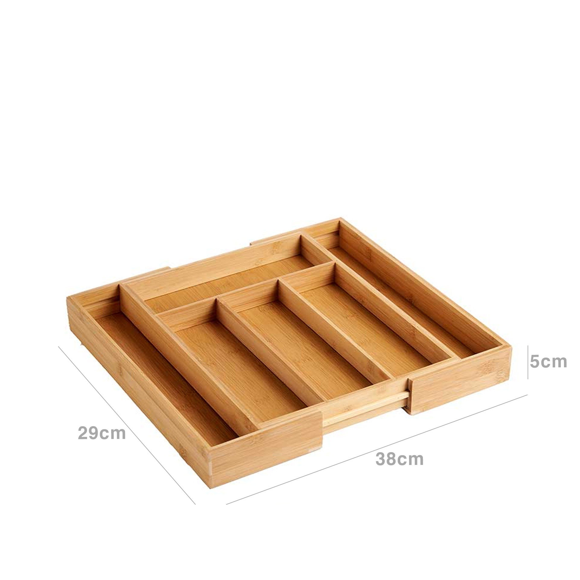 Porta Talheres Bambu 6 Divisões 38X29X5cm