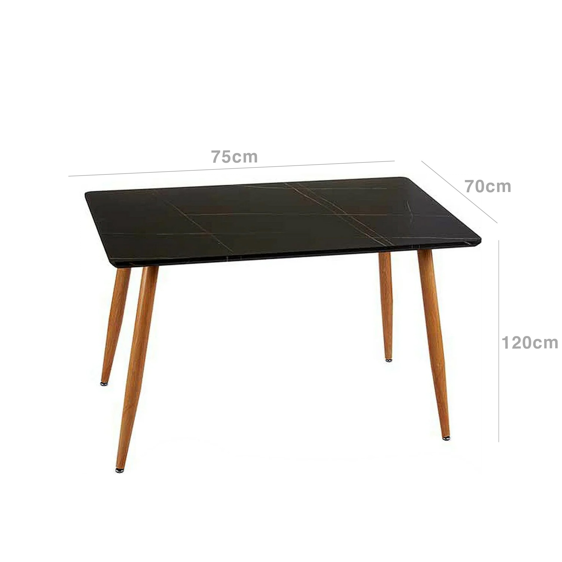 Mesa Efeito Mármore Preto 75X70X120cm