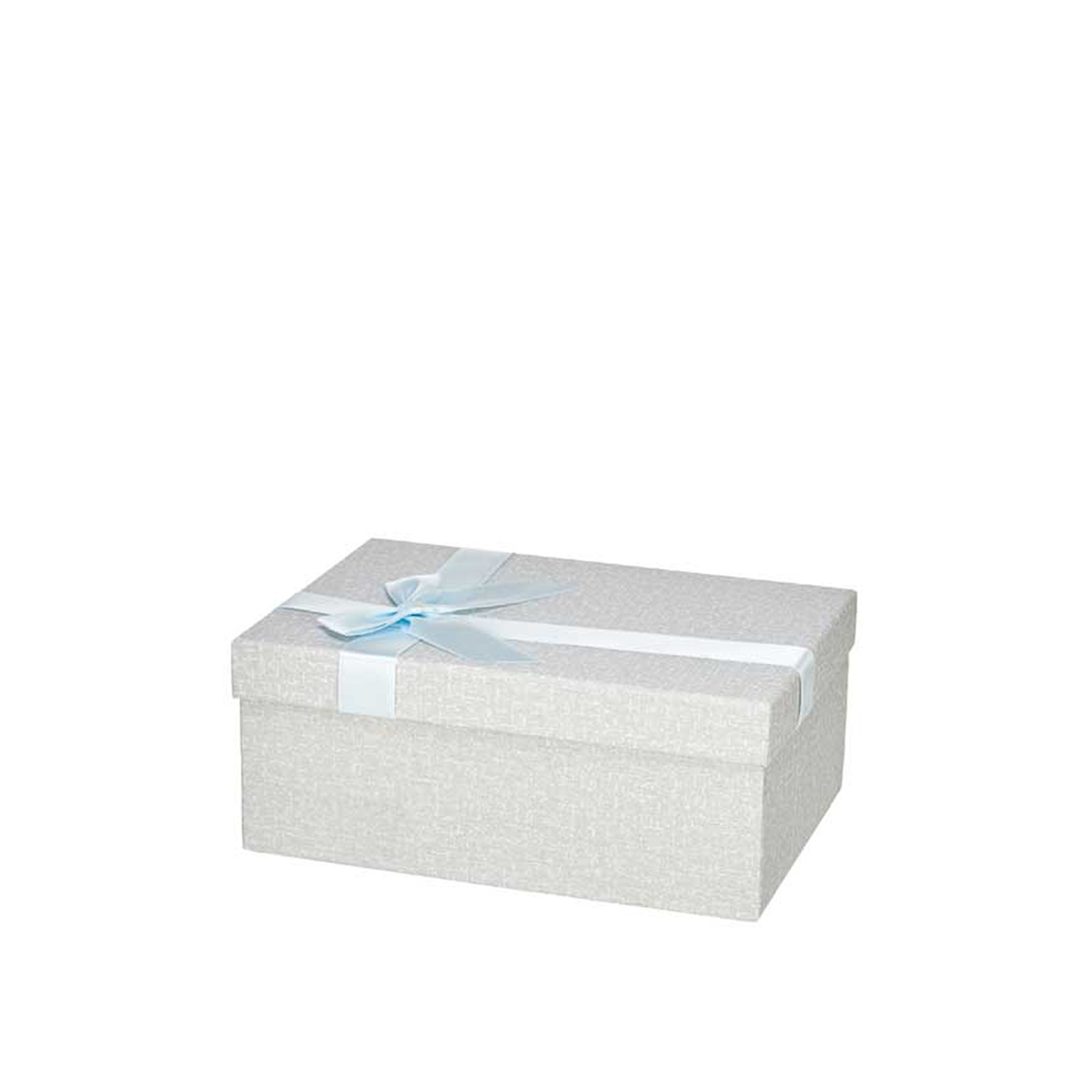 Caixa Cartão Presente Laço Cinza 23X16X10cm