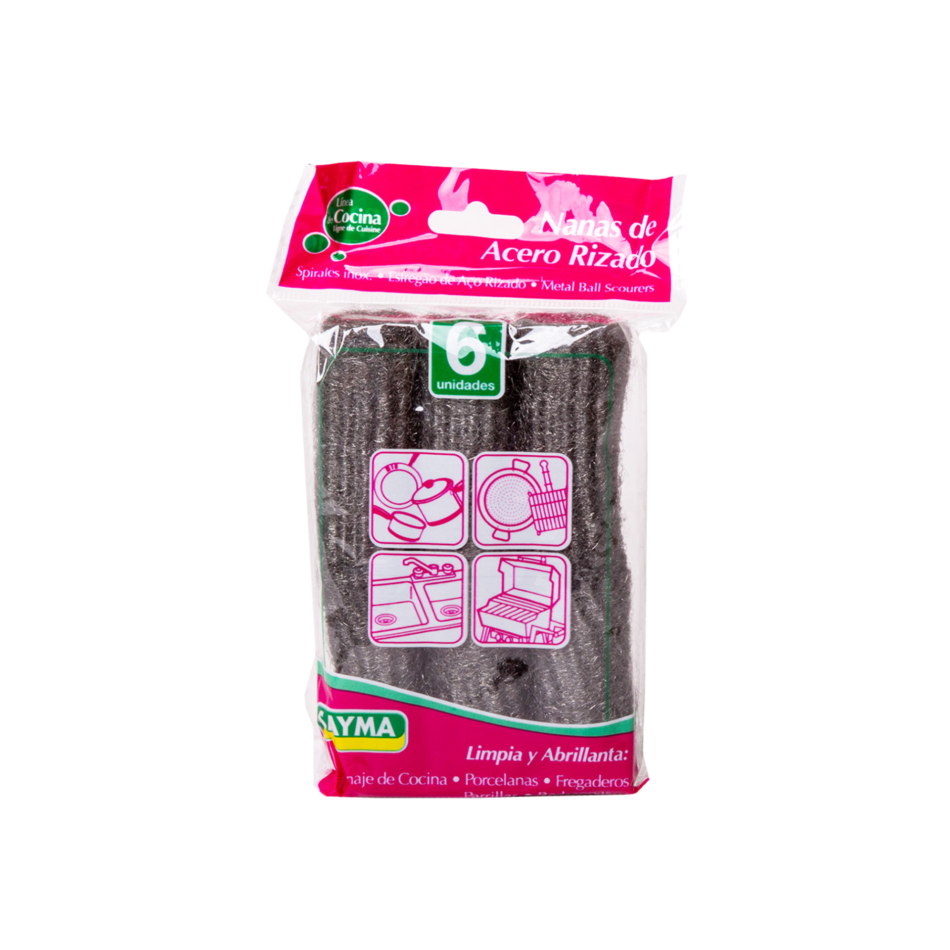 Esfregão Palha Aço Redondo 3.2X6cm Pack 6