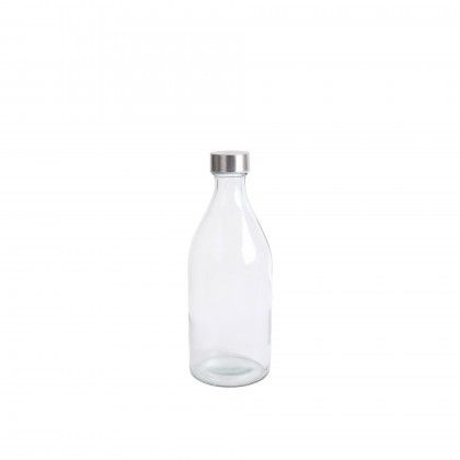 Garrafa Vidro Tampa Metal Redonda 1000ml 9.5X25.5cm