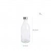 Garrafa Vidro Tampa Metal Redonda 1000ml 9.5X25.5cm