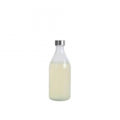 Garrafa Vidro Tampa Metal Redonda 1000ml 9.5X25.5cm