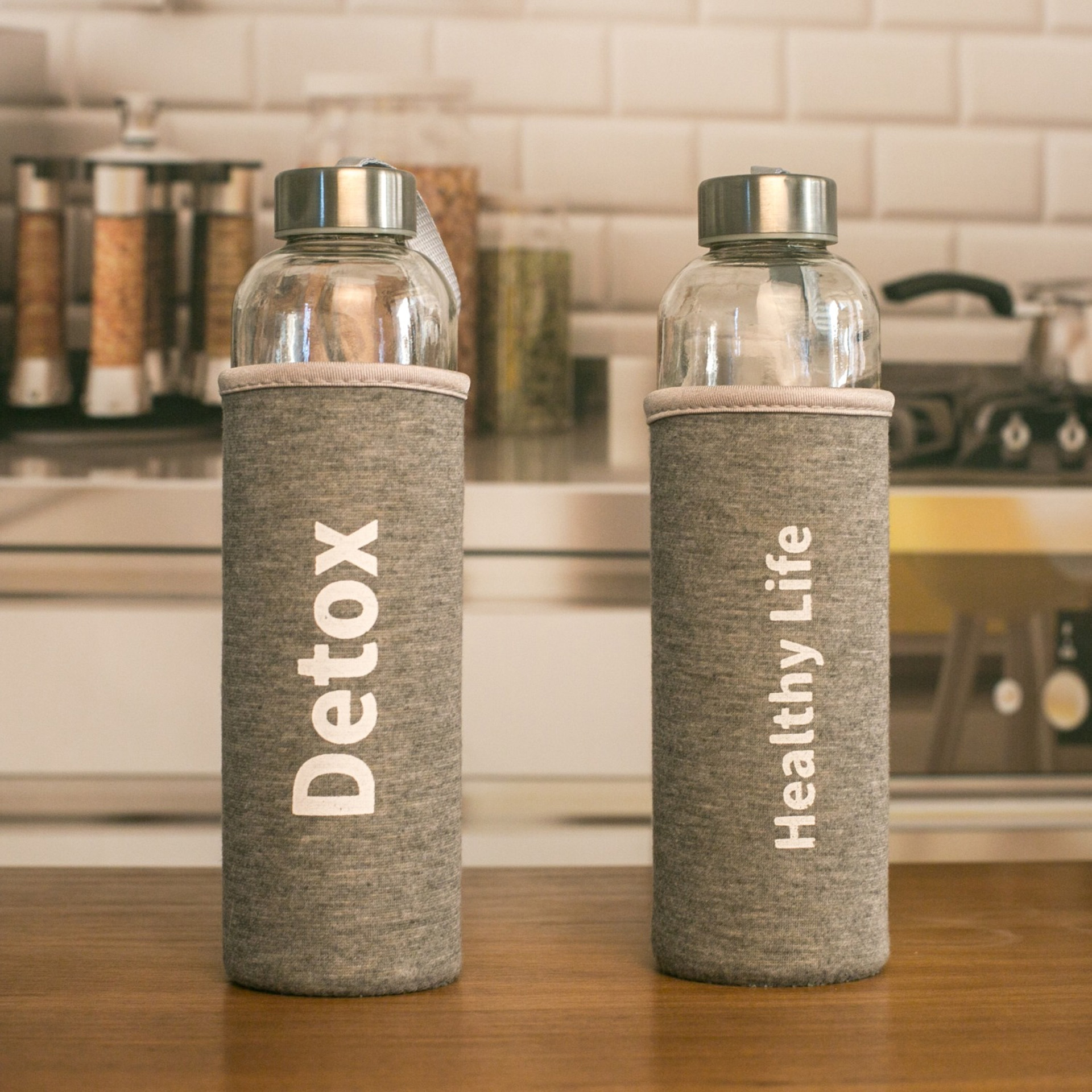 Garrafa Desporto Vidro Forro Decorativo 600ml