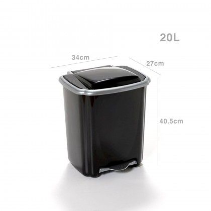 Balde Lixo Plstico New com Pedal Preto 20L 34X27X40.5cm