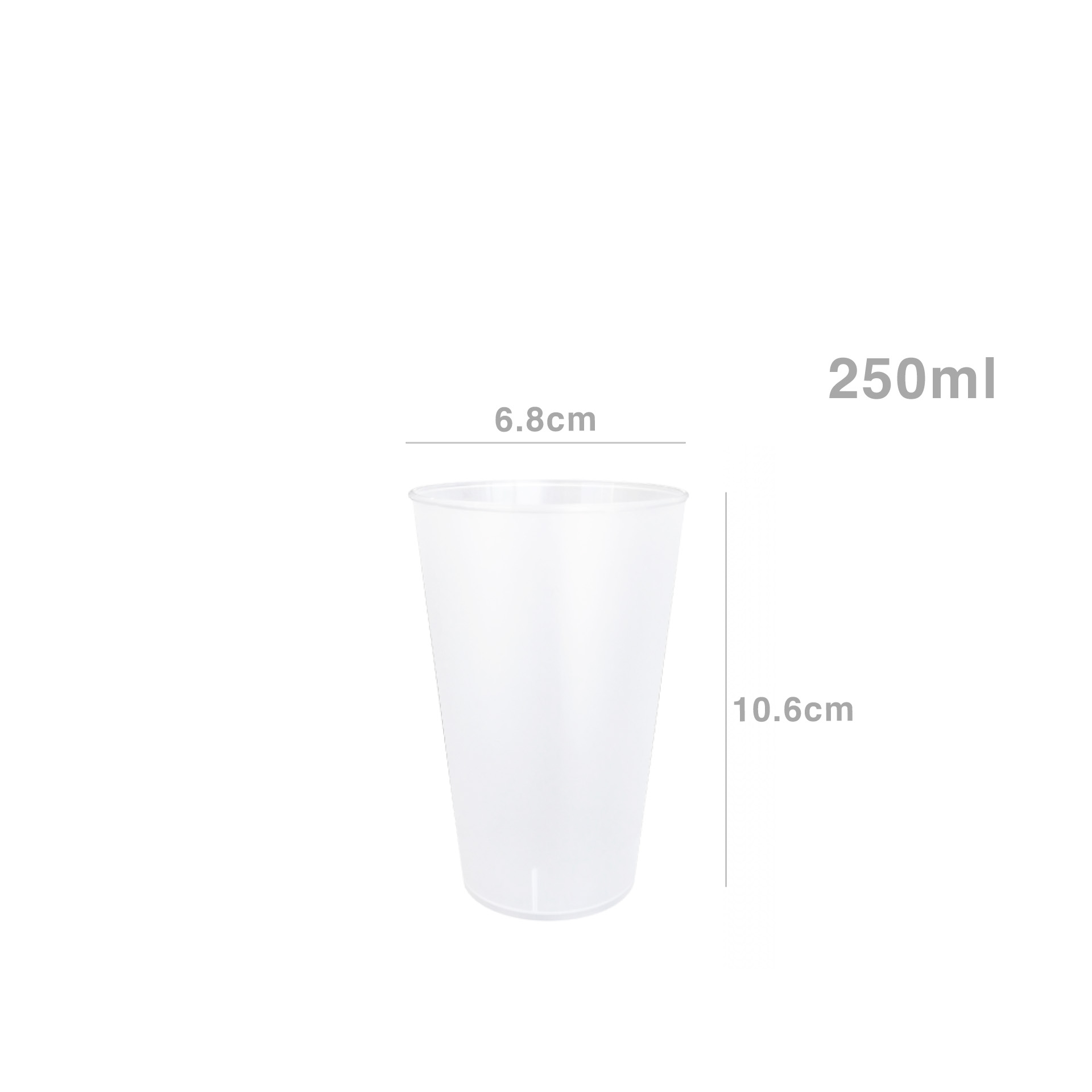 Copo Maleável Polipropileno Reuse Opaco 250ml 6.8X10.6cm