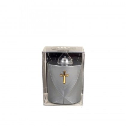 Círio Elétrico Cruz Prateado 7.2X6.2X11cm Círio Elétrico Cruz Prateado 7.2X6.2X11cm
