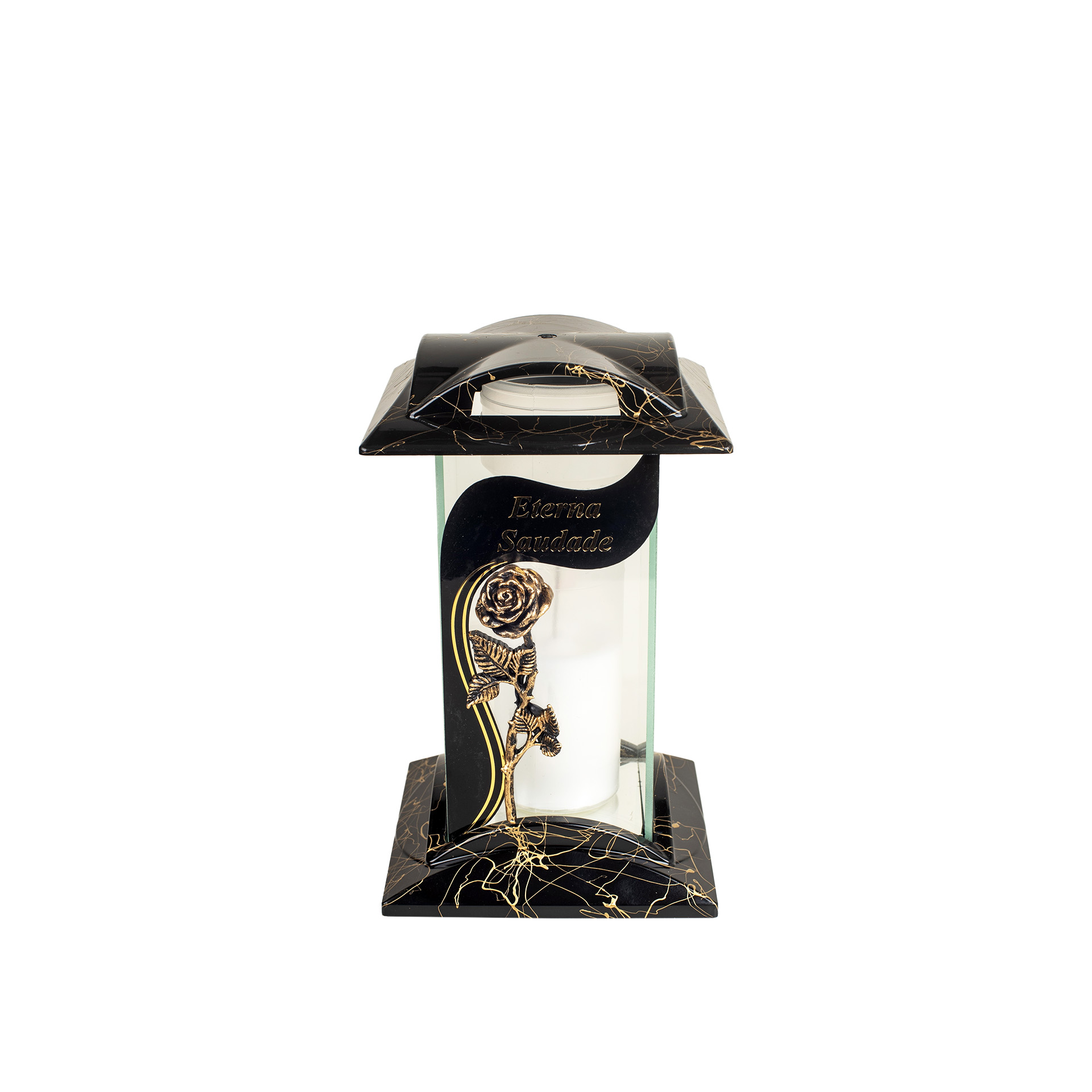 Candeeiro Capela Quadrado Ouro 27cm