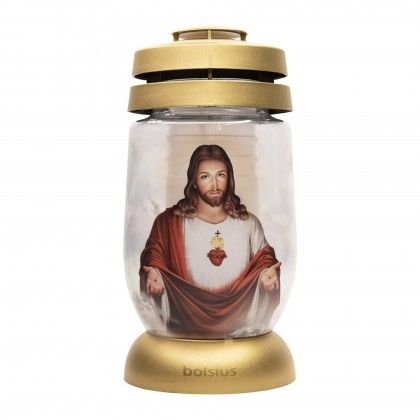 Candeeiro Vidro Bolsius Corao Jesus 22X10cm