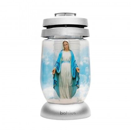 Candeeiro Vidro Bolsius Virgem Maria 22X10cm