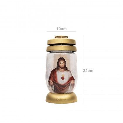 Candeeiro Vidro Bolsius Corao Jesus 22X10cm