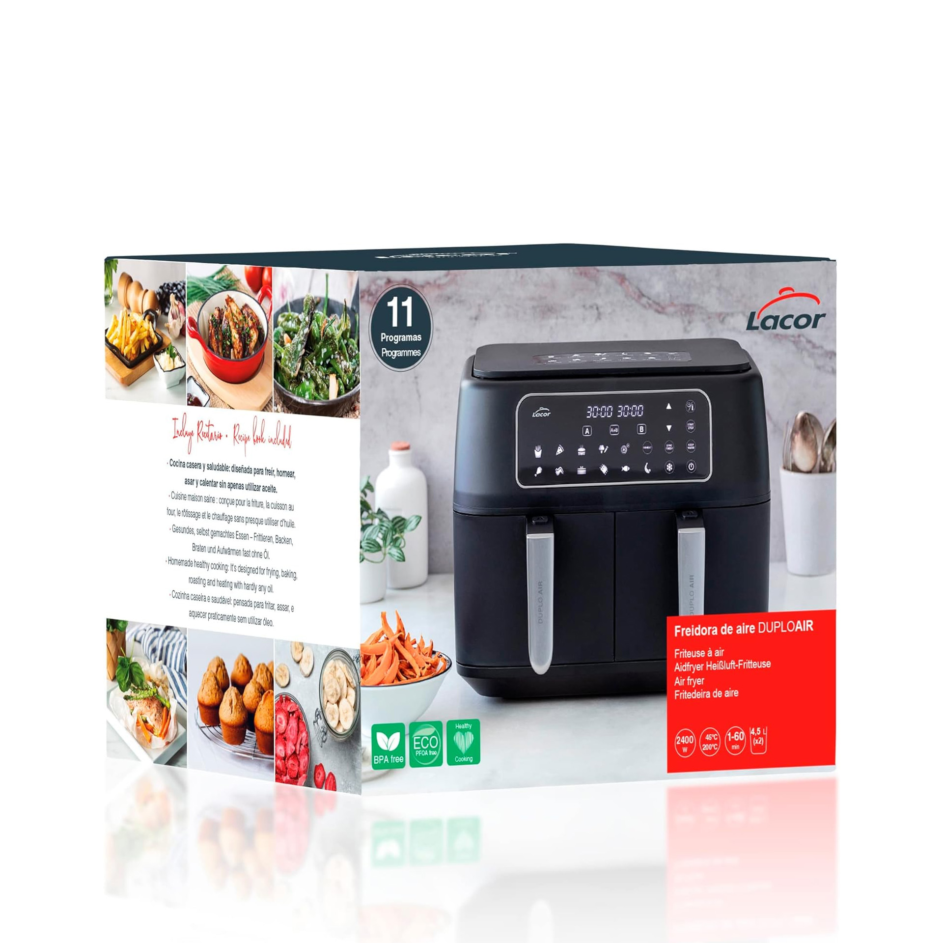 Fritadeira de Ar Duploair 45/200ºC 2400W 2X4500ml