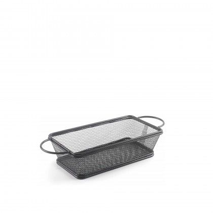 Cesto Servir com Asas Retangular Preto 21X11X6cm