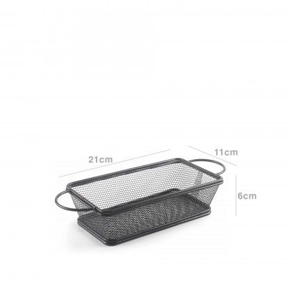 Cesto Servir com Asas Retangular Preto 21X11X6cm