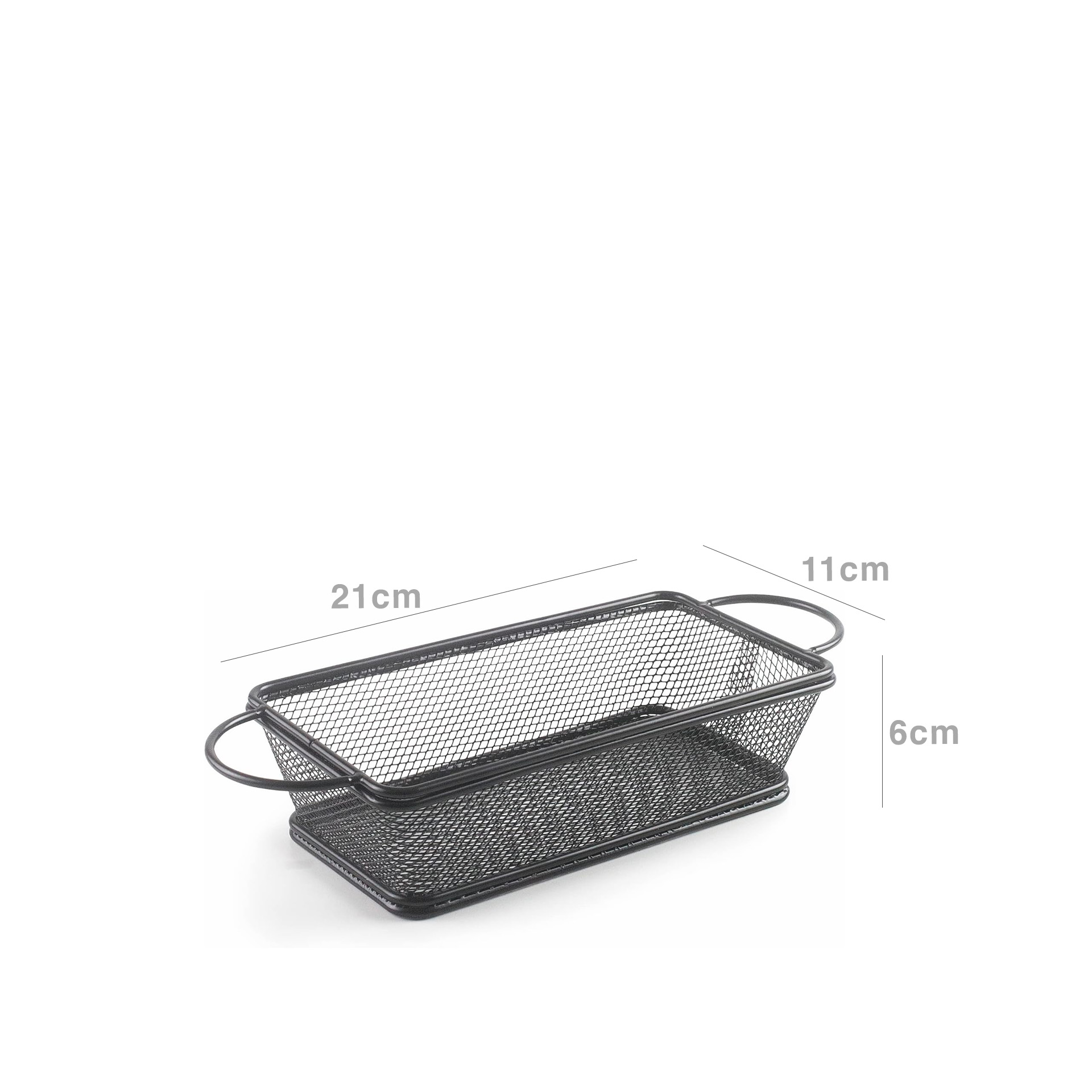 Cesto Servir com Asas Retangular Preto 21X11X6cm