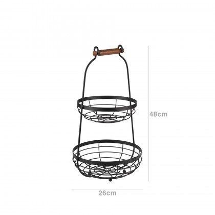 Fruteira Metal 2 Andares Preto 26X48cm Fruteira Metal 2 Andares Preto 26X48cm