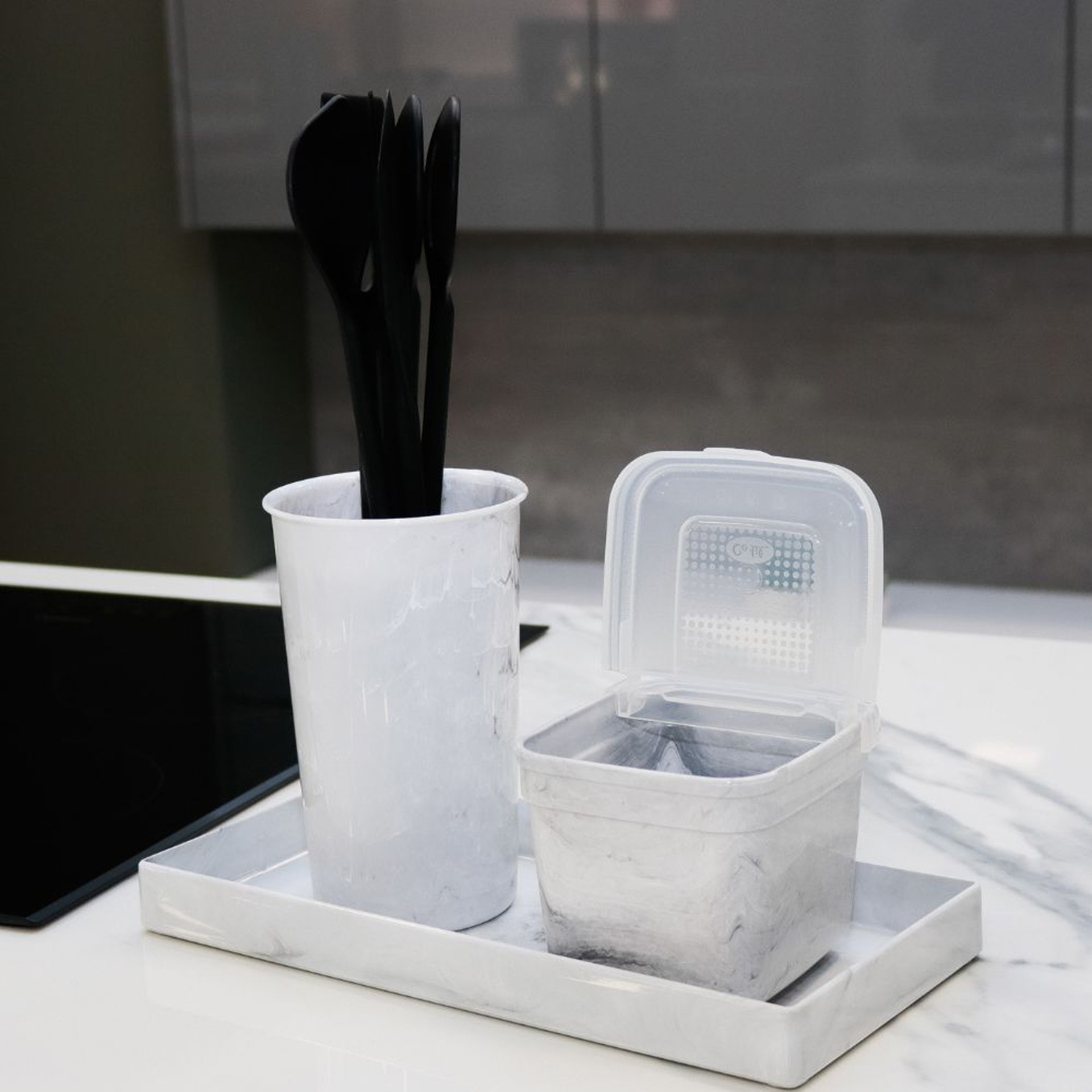 Suporte Utensílios Cozinha Polipropileno Stone Redondo 10.8X18cm